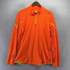 Saucony Quarter Zip Men's Large Orange High Viz Vizipro Running Lightweight Run